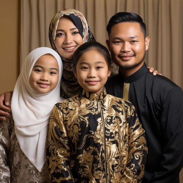 Photo a muslim and corean family