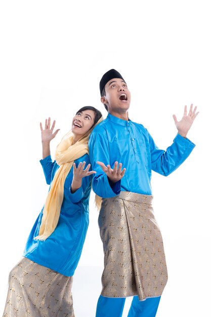 muslim couple excited