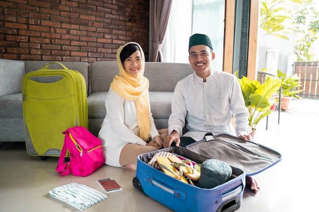 Muslim couple travelling concept