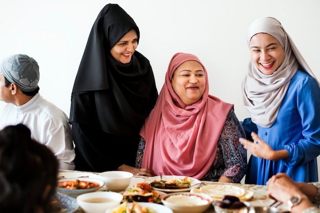 Muslim family having a Ramadan feast