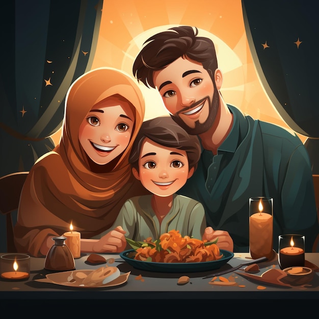 이슬람 가족 이프타르 파티