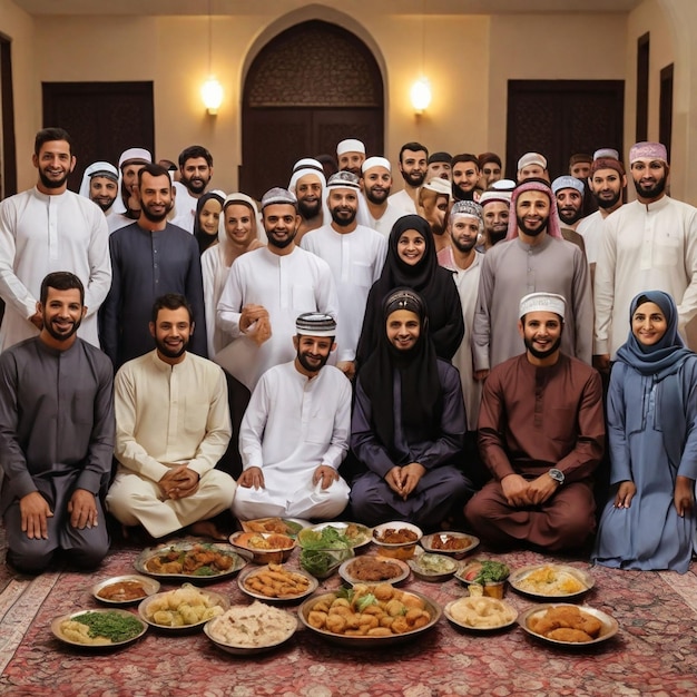 Muslim family in Ramadan mubarak