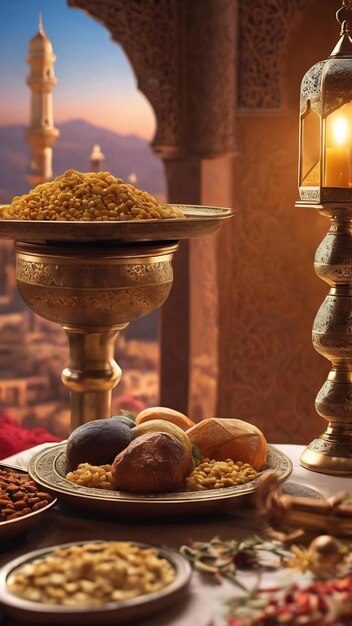 The muslim feast of the holy month of ramadan kareem beautiful background