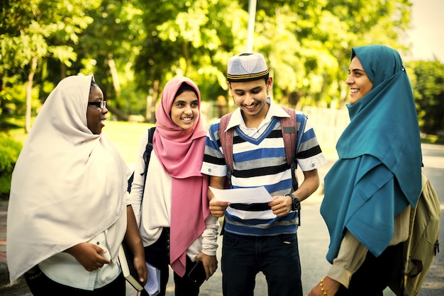 Muslim friends hanging out together