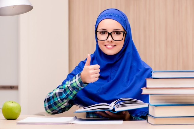 Muslim girl preparing for entry exams