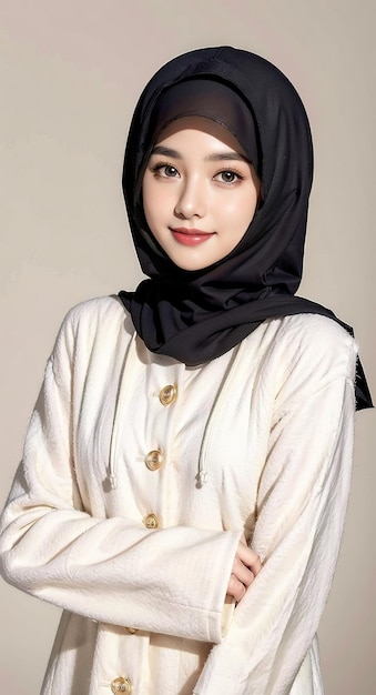 A muslim girl with a beautiful face wearing hina