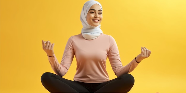 Muslim girl yoga meditation