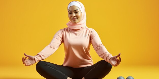 Muslim girl yoga meditation