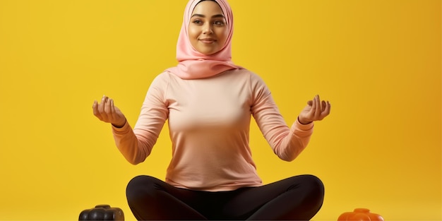 muslim girl yoga meditation