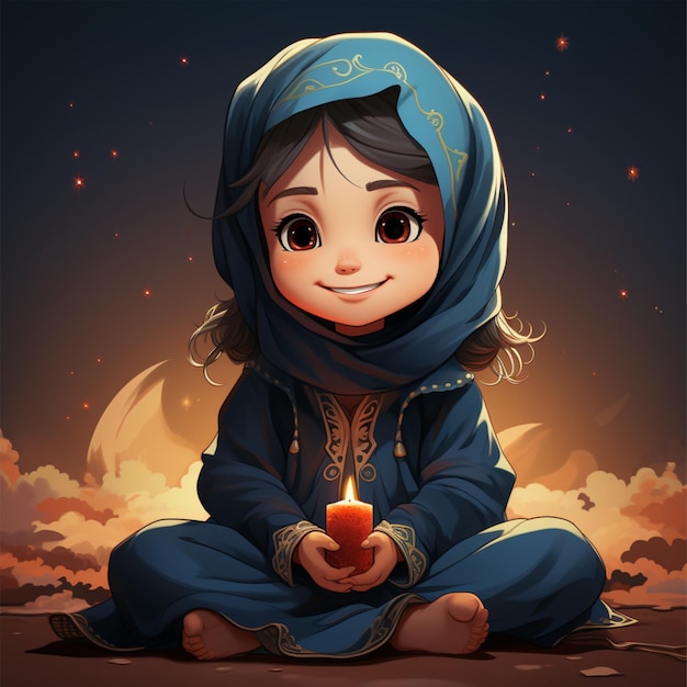 イスラム教徒の子供のためのアニメ イラスト カッコいいアニメ フルカラーとイスラム教の装飾