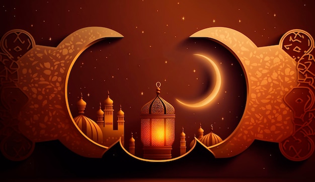 Muslim lamp and month Generative AI