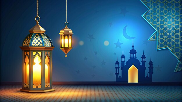 이슬람 램프 라마단 카림 아름다운 배경 일러스트레이션