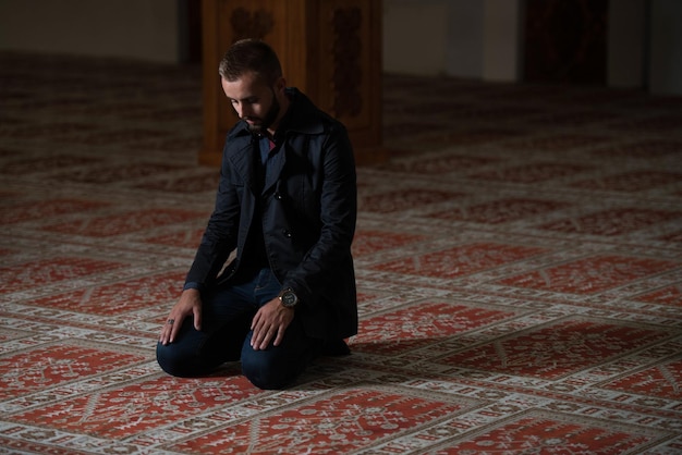 Muslim Man Is Praying In The Mosque