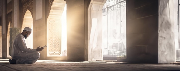 Muslim Man Praying in Mosque