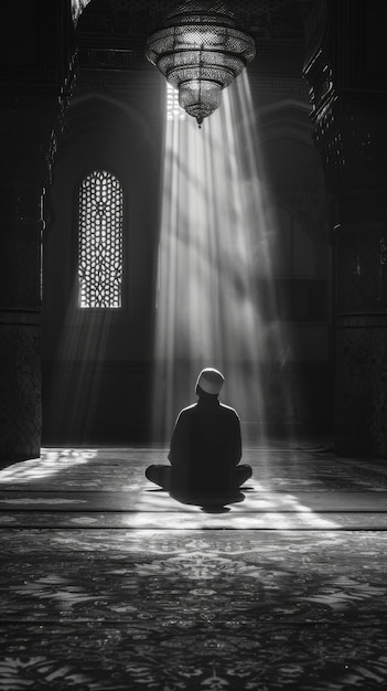 A muslim man praying in mosque