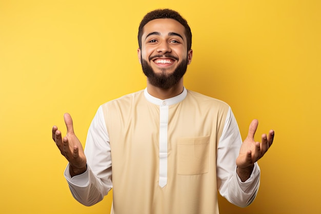 Muslim man showing grateful gesture