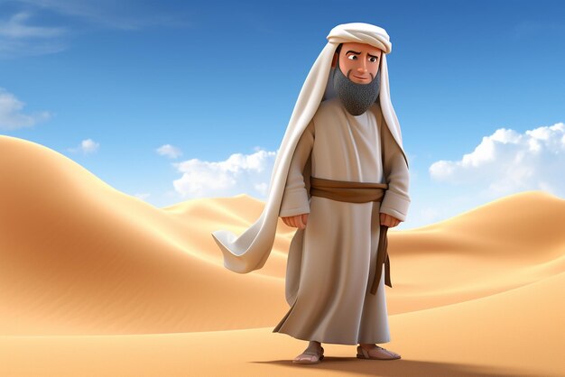 Muslim man on the side 3D cartoon