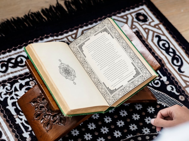 Muslim man studying the quran