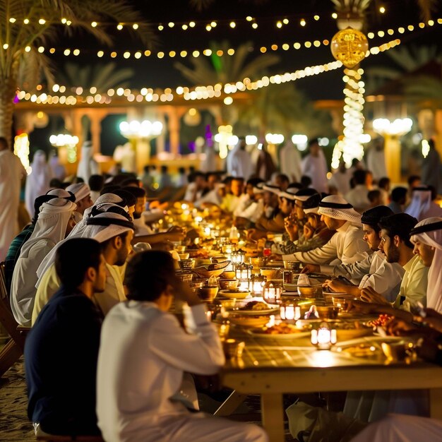 Muslim men prepare to break fast at sunset