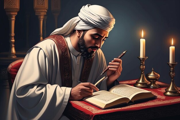 Muslim Men Reading The Holy Quranvector