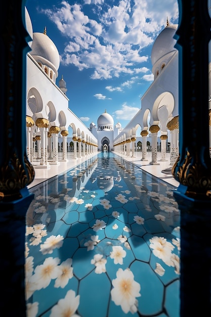 Muslim mosque Arabic mosque for mosque with very beautiful true Islamic design and blue sky