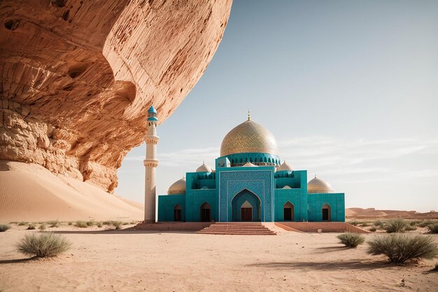 写真 砂漠のイスラム教のモスク