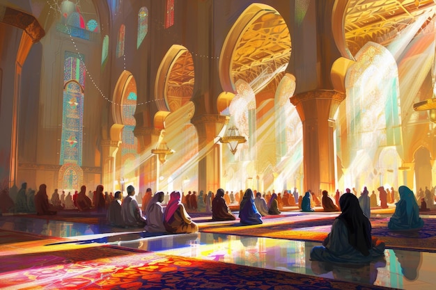 イスラム教徒がモスクで祈っている