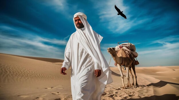 Photo muslim pilgrim in white traditional clothes