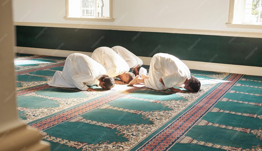 premium-photo-muslim-prayer-and-mosque-with-a-holy-man-group-praying
