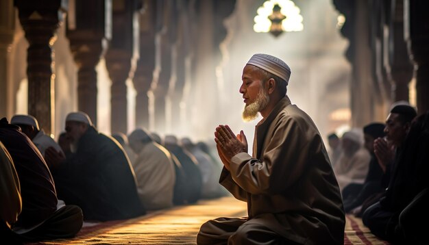 Photo muslim prayer at the mosque