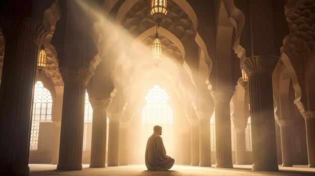 Photo a muslim prays