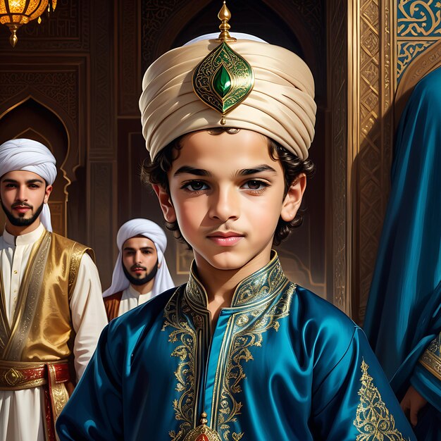 Muslim prince in royal sultan clothes