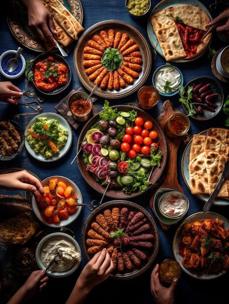 Photo muslim ramadan iftar family dinner