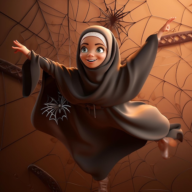 Muslim Spider Woman Wearing Hijab