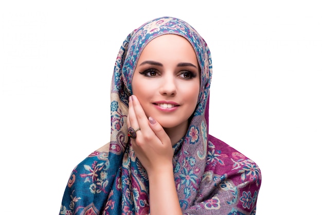 고립 된 패션 개념에 무슬림 여성