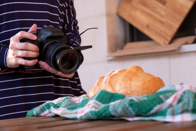 Muslim woman holding the camera