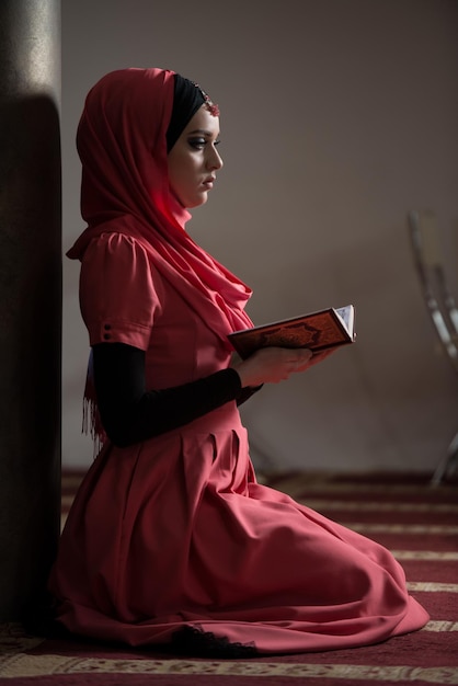 Muslim Woman Is Praying In The Mosque