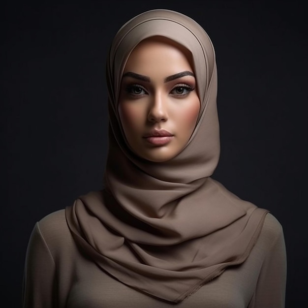 A Muslim woman makeup model advertisement skin care glowing face skin wearing hijab