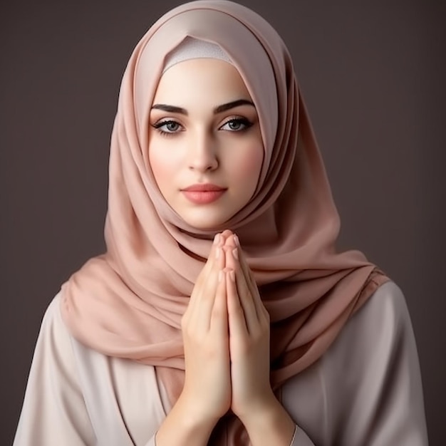 A Muslim woman makeup model advertisement skin care glowing face skin wearing hijab