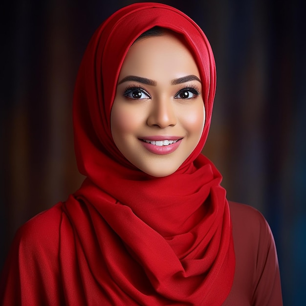 A Muslim woman makeup model advertisement skin care glowing face skin wearing hijab