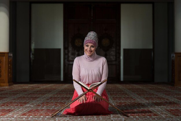 Muslim Woman Reading Holy Islamic Book Koran