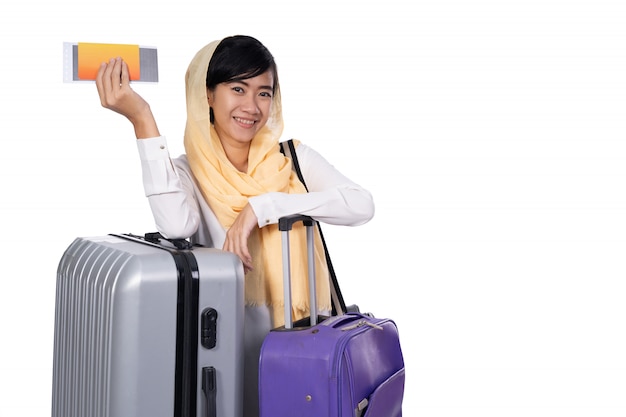 Muslim woman travelling concept