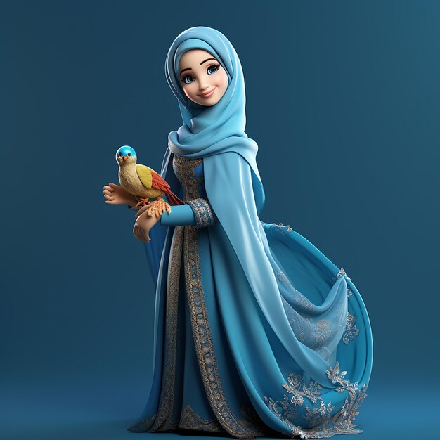 Muslim Woman Wearing Blue Dress