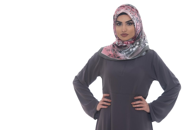 Muslim Woman Wearing Hijab On White Background