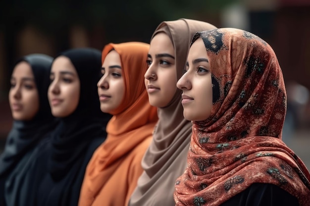 무슬림 여성 그룹 종교 이슬람 생성 Ai