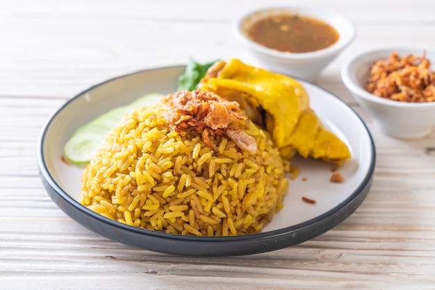 Muslim yellow rice with chicken