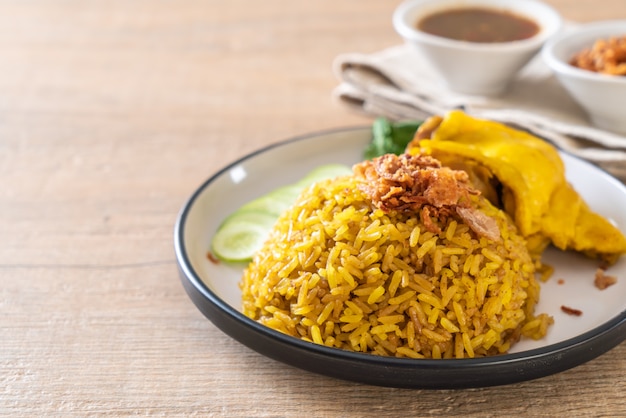 Muslim yellow rice with chicken