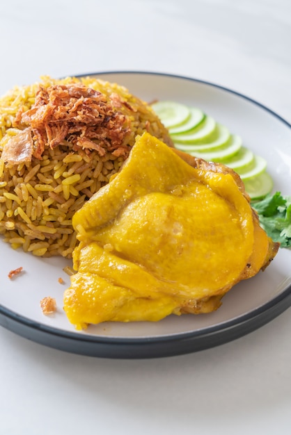 Muslim yellow rice with chicken