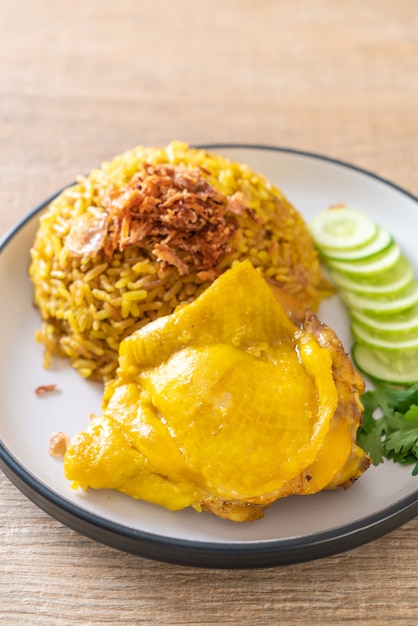 Muslim yellow rice with chicken