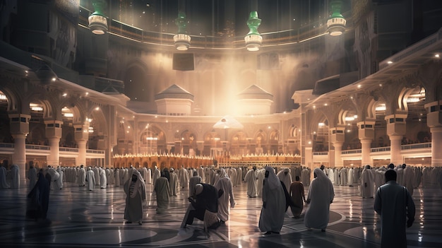 메카 제너러티브 아이(Makkah Generative Ai)에서 하지(hajj)를 하는 무슬림들